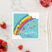 可愛かわいらしいガーリー虹の星の空と雲 スタンダードカクテルナプキン (インサイチュ)