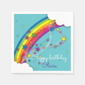 可愛かわいらしいガーリー虹の星の空と雲 スタンダードカクテルナプキン (正面)