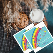 可愛かわいらしいガーリー虹の星の空と雲 スタンダードカクテルナプキン