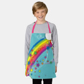 可愛かわいらしいガーリー虹の星空の雲と名前 エプロン (着用した状態)