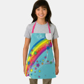 可愛かわいらしいガーリー虹の星空の雲と名前 エプロン (インサイチュ)