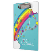 可愛かわいらしいガーリー虹の星空の雲と名前 クリップボード (左)