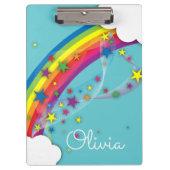 可愛かわいらしいガーリー虹の星空の雲と名前 クリップボード (正面)