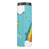 可愛かわいらしいガーリー虹の星空の雲と名前 タンブラー (裏面)