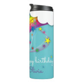 可愛かわいらしいガーリー虹の星空の雲と名前 タンブラー (回転右)