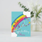 可愛かわいらしいガーリー虹の星空の雲と名前 ポストカード (スタンド正面)