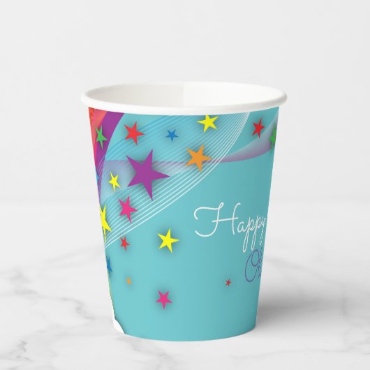 可愛かわいらしいガーリー虹の星空の雲と名前 紙コップ (左)