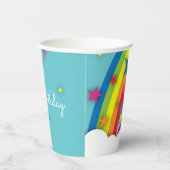 可愛かわいらしいガーリー虹の星空の雲と名前 紙コップ (右)