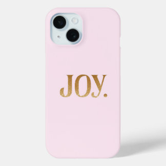 可愛かわいらしいピンクと金ゴールドフェイクグリッターJoy iPhone 15ケース