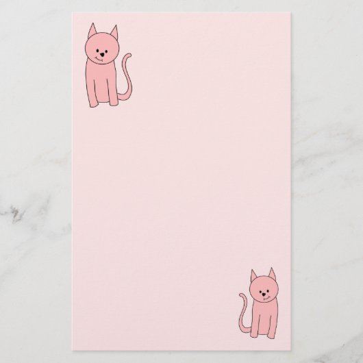 可愛かわいらしいピンク猫 便箋 (正面)