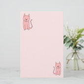 可愛かわいらしいピンク猫 便箋 (スタンド正面)