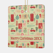 可愛かわいらしいピ名門私立校風のンクとミントグリーンクリスマスC セラミックオーナメント (左)