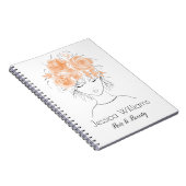 可愛かわいらしい女の子の桃の水色バラ-フローラ ノートブック (右側)