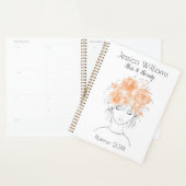 可愛かわいらしい女の子の桃の水色バラ-フローラ プランナー手帳 (ディスプレー)