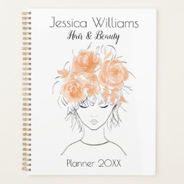 可愛かわいらしい女の子の桃の水色バラ-フローラ プランナー手帳