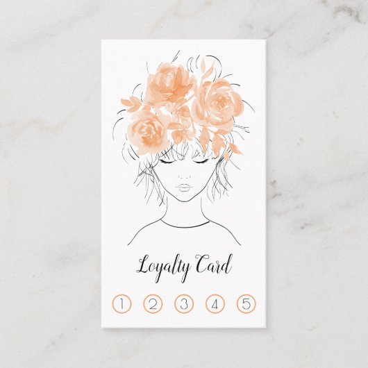 可愛かわいらしい女の子の桃の水色バラ-フローラ ロイヤリティカード (正面)