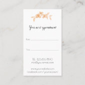 可愛かわいらしい女の子の桃の水色バラ-フローラ 予約カード (裏面)