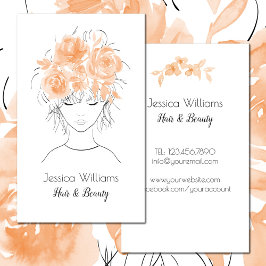 可愛かわいらしい女の子の桃の水色バラ-フローラ 名刺