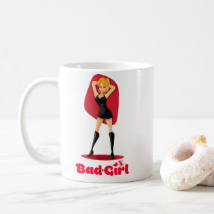 可愛かわいらしい女の子の白黒 コーヒーマグカップ