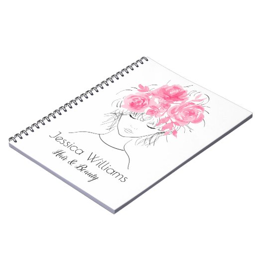 可愛かわいらしい女の子ピンクの水色バラ-フローラ ノートブック (左側)
