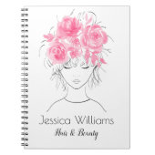 可愛かわいらしい女の子ピンクの水色バラ-フローラ ノートブック (正面)