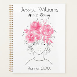 可愛かわいらしい女の子ピンクの水色バラ-フローラ プランナー手帳