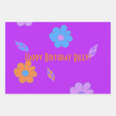 可愛かわいらしい女の子レトロ花 ラッピングペーパーシート (正面3)