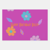 可愛かわいらしい女の子レトロ花 ラッピングペーパーシート (正面2)