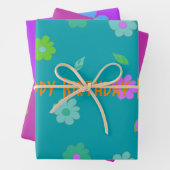 可愛かわいらしい女の子レトロ花 ラッピングペーパーシート (インサイチュ)