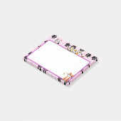 可愛かわいらしい子猫を手にピンク色4" x 3" ポストイット (アングル)