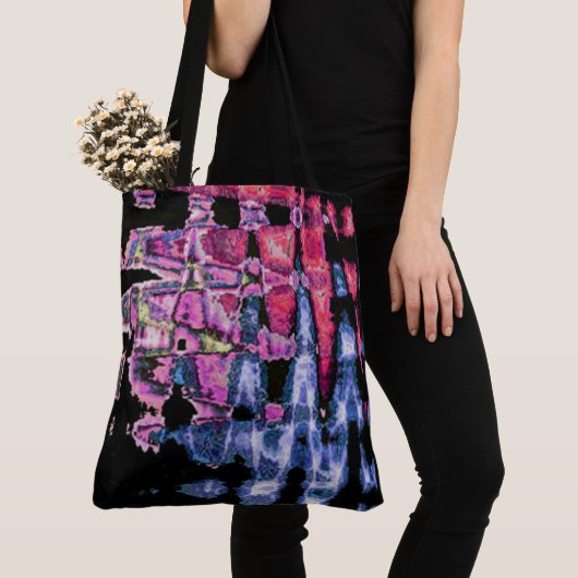 可愛かわいらしい紫の灰灰色と黒の水色 トートバッグ (クローズアップ)