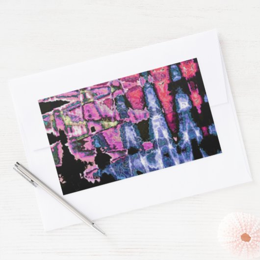 可愛かわいらしい紫の灰灰色と黒の水色 長方形シール (封筒)