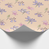 可愛かわいらしい紫色の山花赤ちゃんシャワーガール ラッピングペーパー (角)