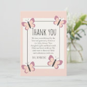 可愛かわいらしい蝶の赤ちゃんシャワーサンキューカード サンキューカード (スタンド正面)