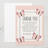 可愛かわいらしい蝶の赤ちゃんシャワーサンキューカード サンキューカード (正面/裏面)