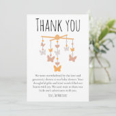 可愛かわいらしい蝶の赤ちゃんシャワーサンキューカード サンキューカード (スタンド正面)