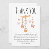 可愛かわいらしい蝶の赤ちゃんシャワーサンキューカード サンキューカード (正面/裏面)