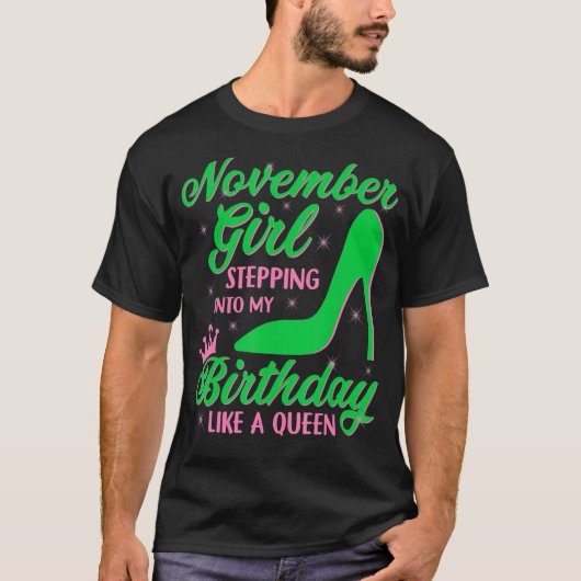 可愛かわいらしい11月の誕生日ガール Tシャツ (正面)