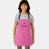 可愛かわいらしガーリーいホットピンクブラックボウ名付き エプロン (インサイチュ)