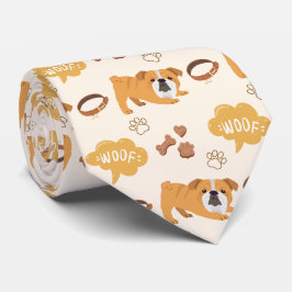 可愛くておもしろいな犬の柄（ブルドッグ） ネクタイ