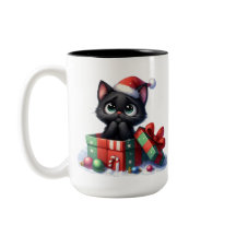 可愛くておもしろい黒いクリスマス子猫