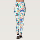 可愛くてカラフルな恐竜の模様 レギンス (裏面)