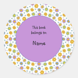 可愛くてカラフルな花とドット ラウンドシール