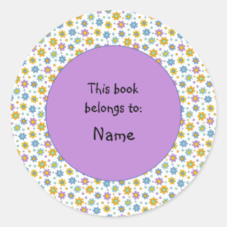 可愛くてカラフルな花とドット ラウンドシール