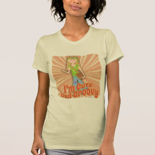 可愛くてグルーヴなヒッピー女の子の漫画 Tシャツ