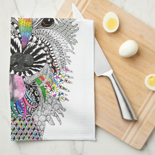 可愛くてケインカラフルテリアのキッチンタオル キッチンタオル (四つ折り)