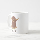 可愛くてシャギーなハイランドカウカスタムデザイン コーヒーマグカップ (正面左)