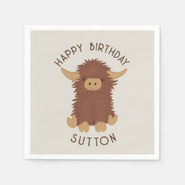 可愛くてシャギーなハイランドカウカスタムデザイン スタンダードカクテルナプキン