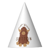 可愛くてシャギーなハイランドカウカスタムデザイン パーティーハット (正面)