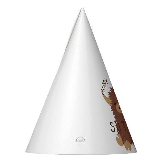 可愛くてシャギーなハイランドカウカスタムデザイン パーティーハット (左)